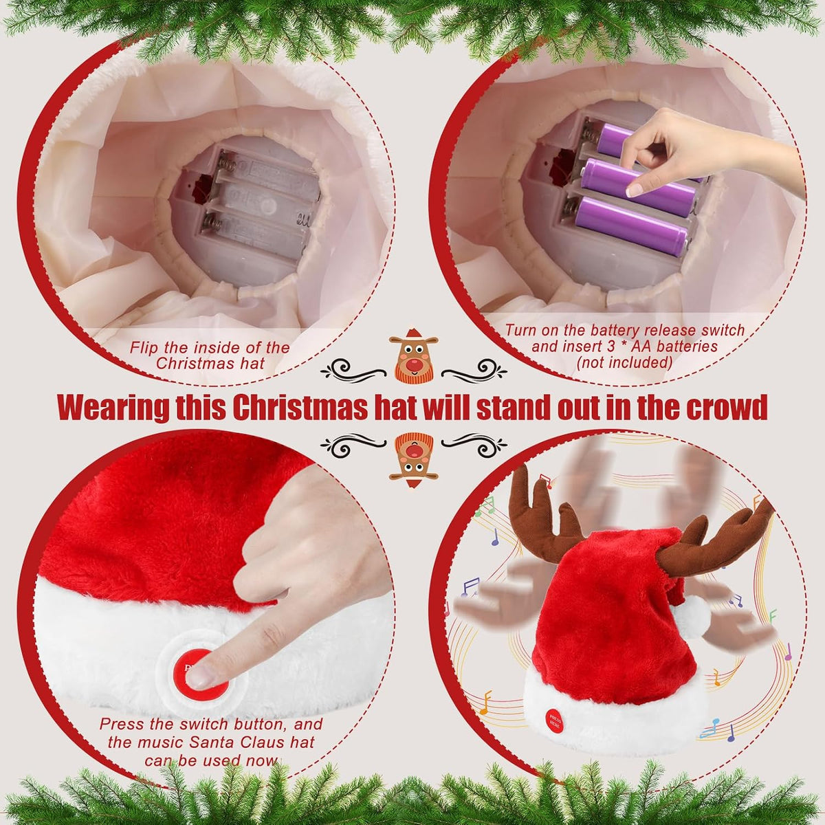 Singing & Dancing Reindeer Hat