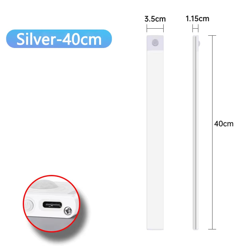Motion Sensor Night Light USB Rechargeable Wireless Lamp under Cabinet Led Lights for Kitchen Cabinet Bedroom Wardrobe Lighting