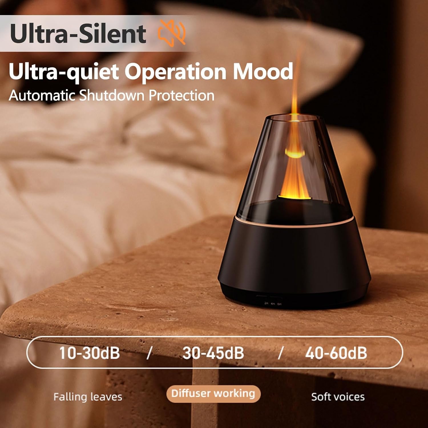 Flame Essential Oil Diffuser, Upgrade 7 Colour Lights Aromatherapy Diffuser, Oil Diffuser, Air Humidifier, Aroma Diffusers for Home, Bedroom, Office, Yoga, Timer & Waterless Auto Off