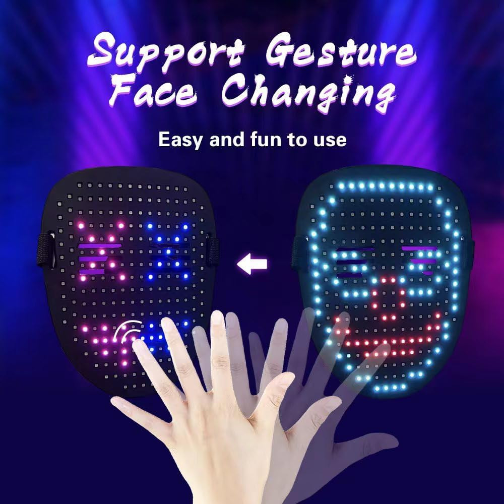 Led Mask with Gesture Sensing LED Lighted Face Mask for Costume Cosplay Party Masquerade Halloween