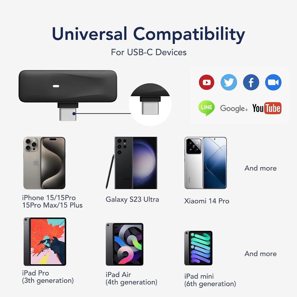 Wireless Lavalier Mic 2-Pack for USB-C Phones