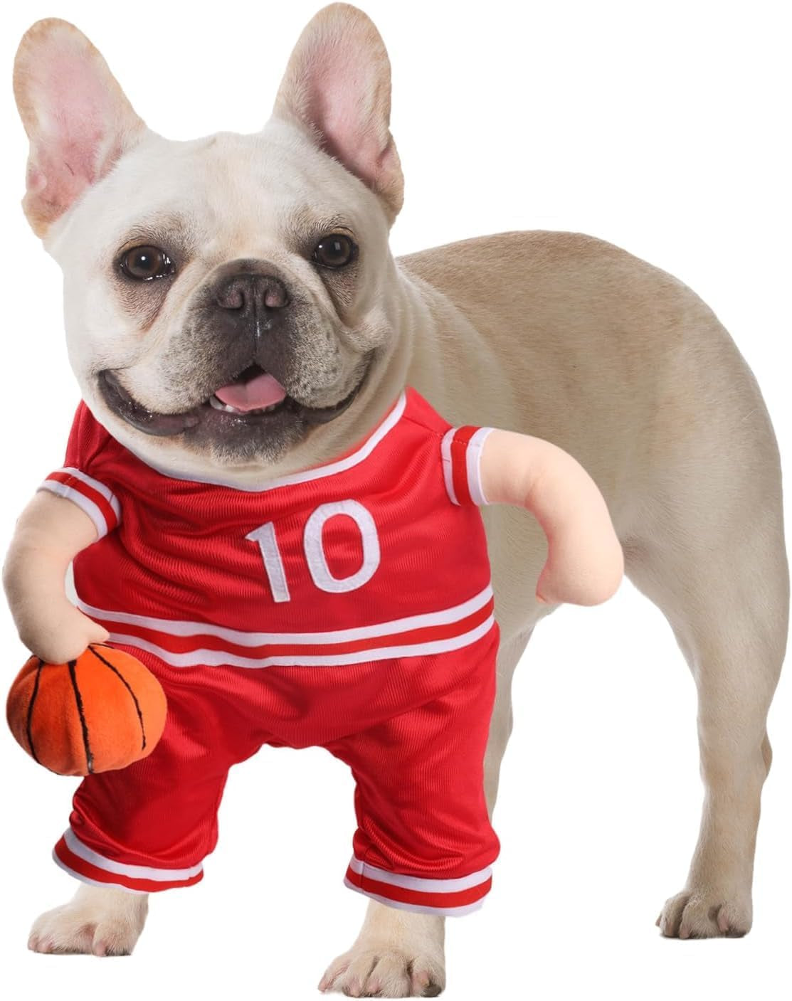 Dog Basketball Player Costume - Pet Halloween Costume Adjustable Funny Dress up Sports Outfit Cosplay Clothes for Small Medium Dog (Red Basketball, Small)