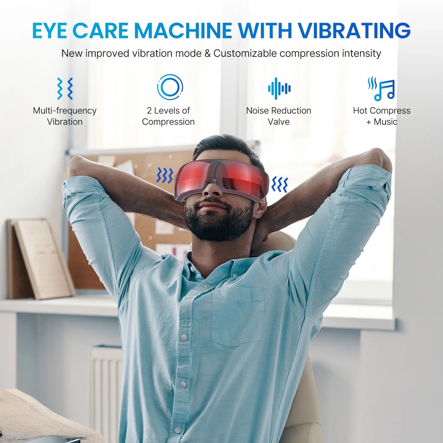 RENPHO Heated Eye Massager Ture View Adaptive Temple Massage for Eye Relax, Improve Eye Blood Circulation