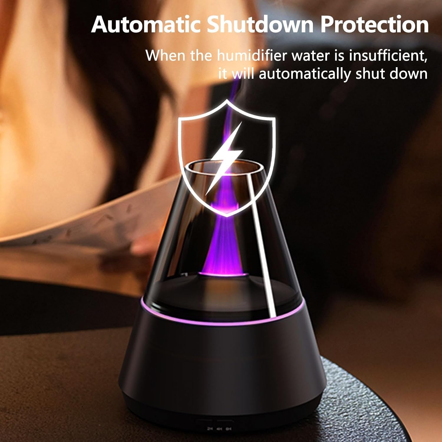 Flame Essential Oil Diffuser, Upgrade 7 Colour Lights Aromatherapy Diffuser, Oil Diffuser, Air Humidifier, Aroma Diffusers for Home, Bedroom, Office, Yoga, Timer & Waterless Auto Off