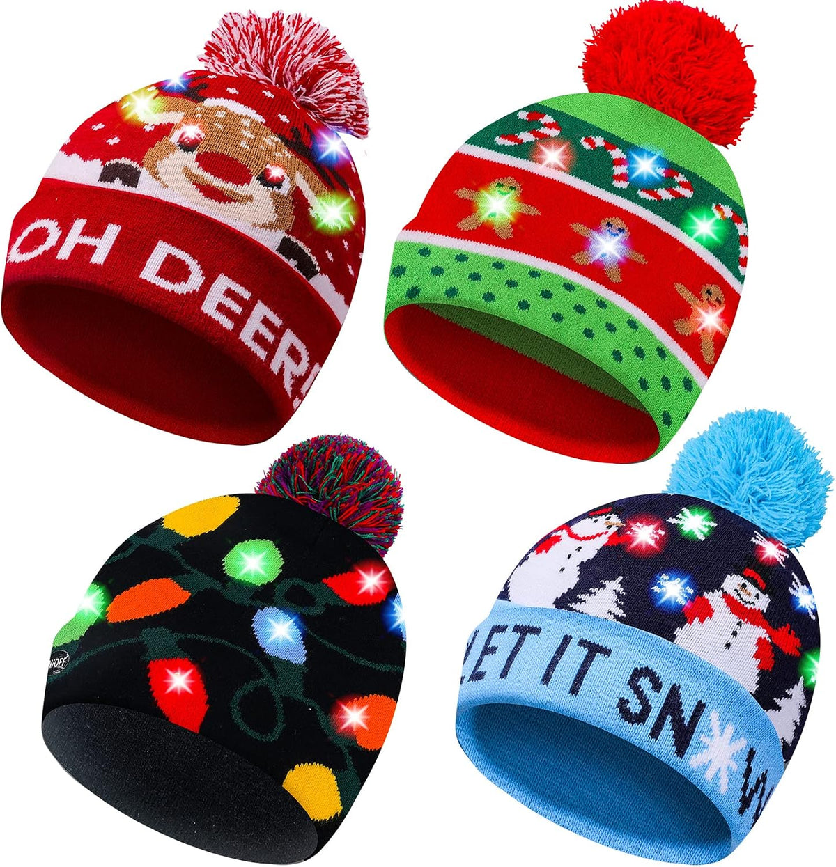 LED Light-Up Christmas Knit Hats