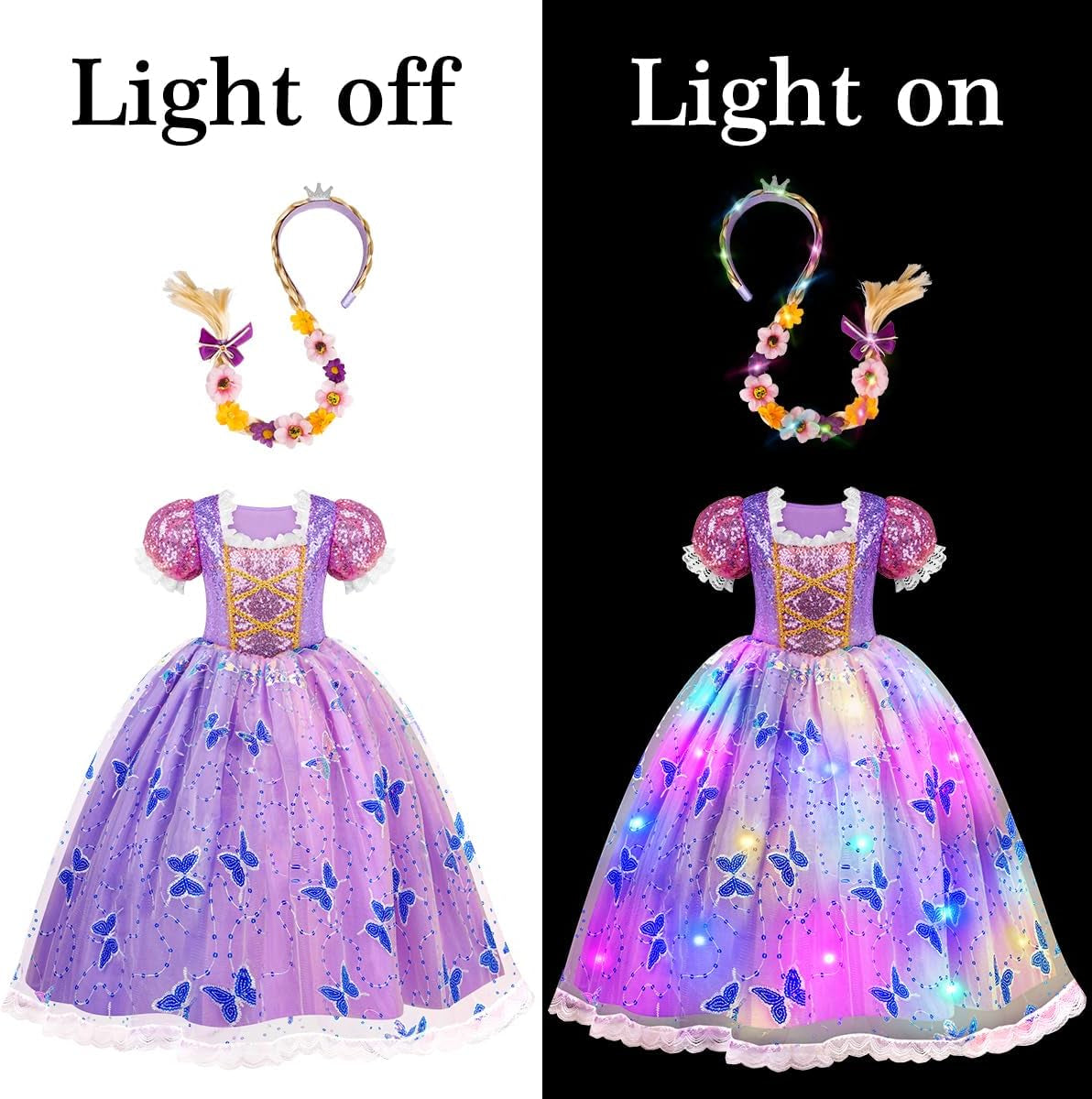 Light up Princess Dress for Girls Ages 3-10, Dress up Toy Gift Set
