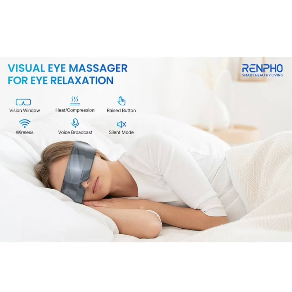 RENPHO Heated Eye Massager Ture View Adaptive Temple Massage for Eye Relax, Improve Eye Blood Circulation