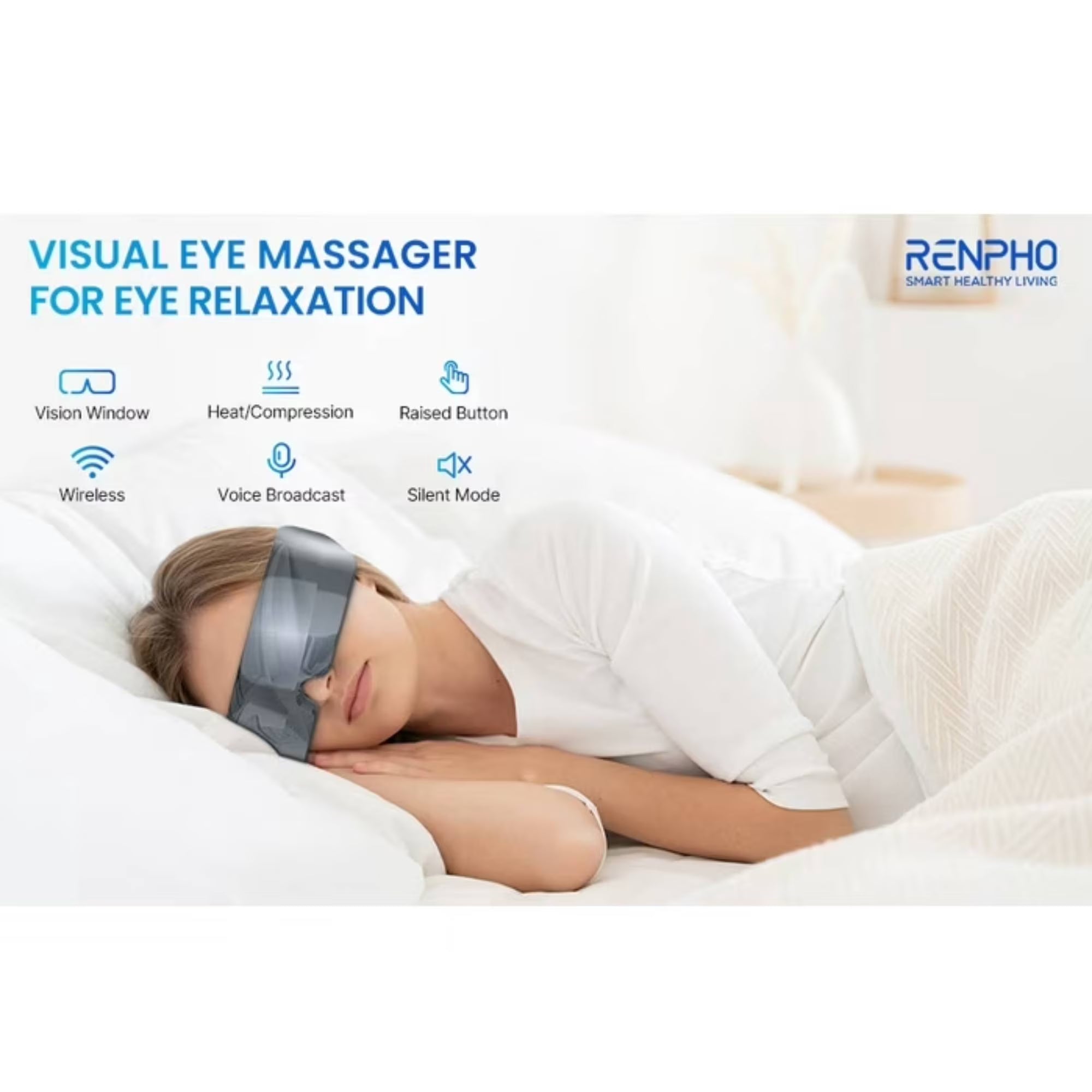 RENPHO Heated Eye Massager Ture View Adaptive Temple Massage for Eye Relax, Improve Eye Blood Circulation