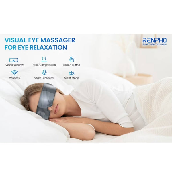 RENPHO Heated Eye Massager Ture View Adaptive Temple Massage for Eye Relax, Improve Eye Blood Circulation