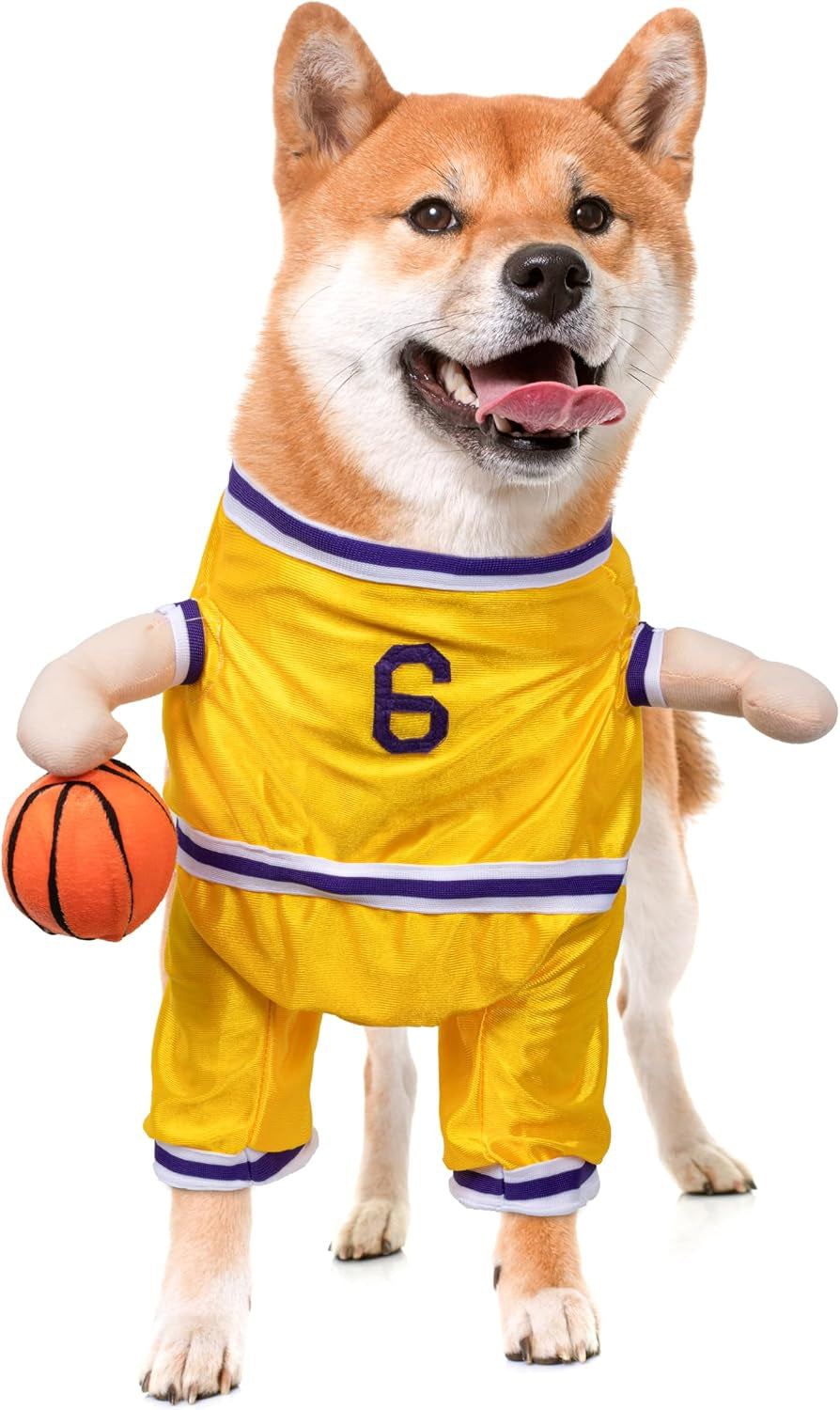 Dog Basketball Player Costume - Pet Halloween Costume Adjustable Funny Dress up Sports Outfit Cosplay Clothes for Small Medium Dog (Red Basketball, Small)
