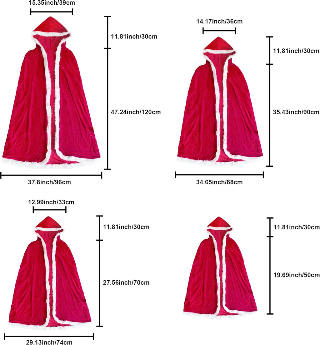 Christmas Halloween Costumes Cloak Mrs. Claus Santa Xmas Velvet Hooded Cape Robe