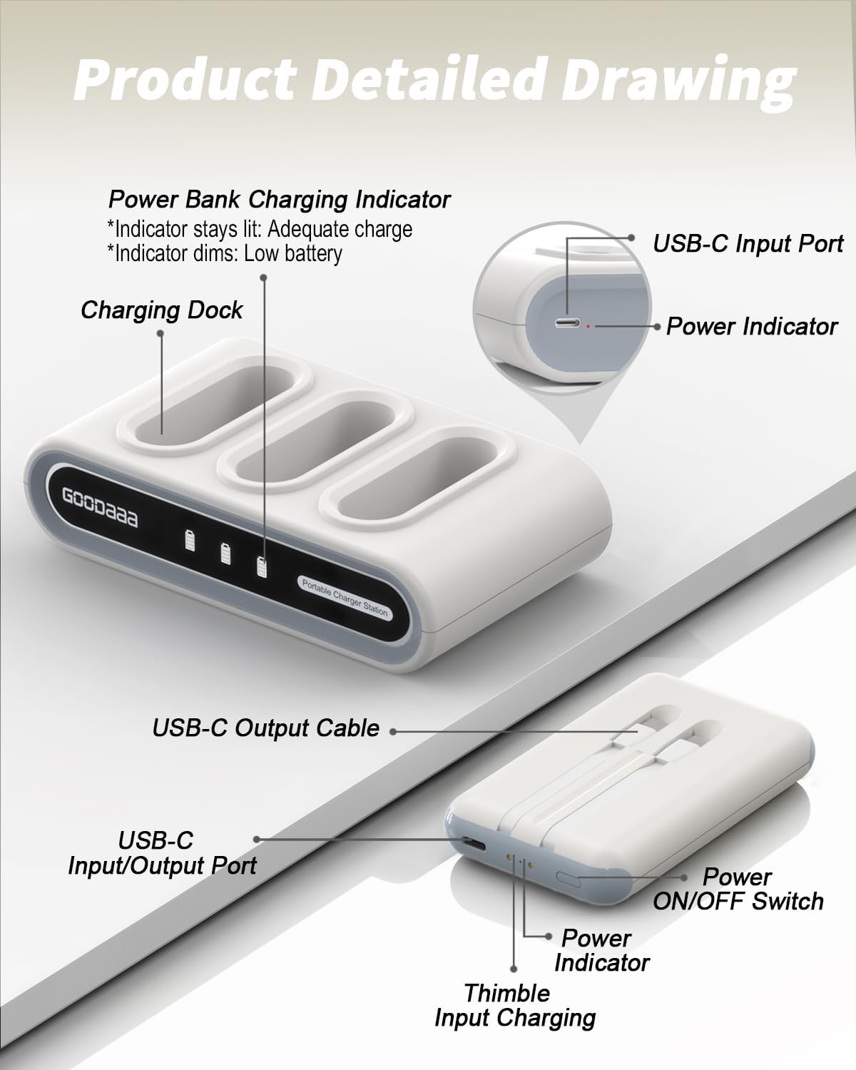 Portable Charger 3-Pack with Charging Dock