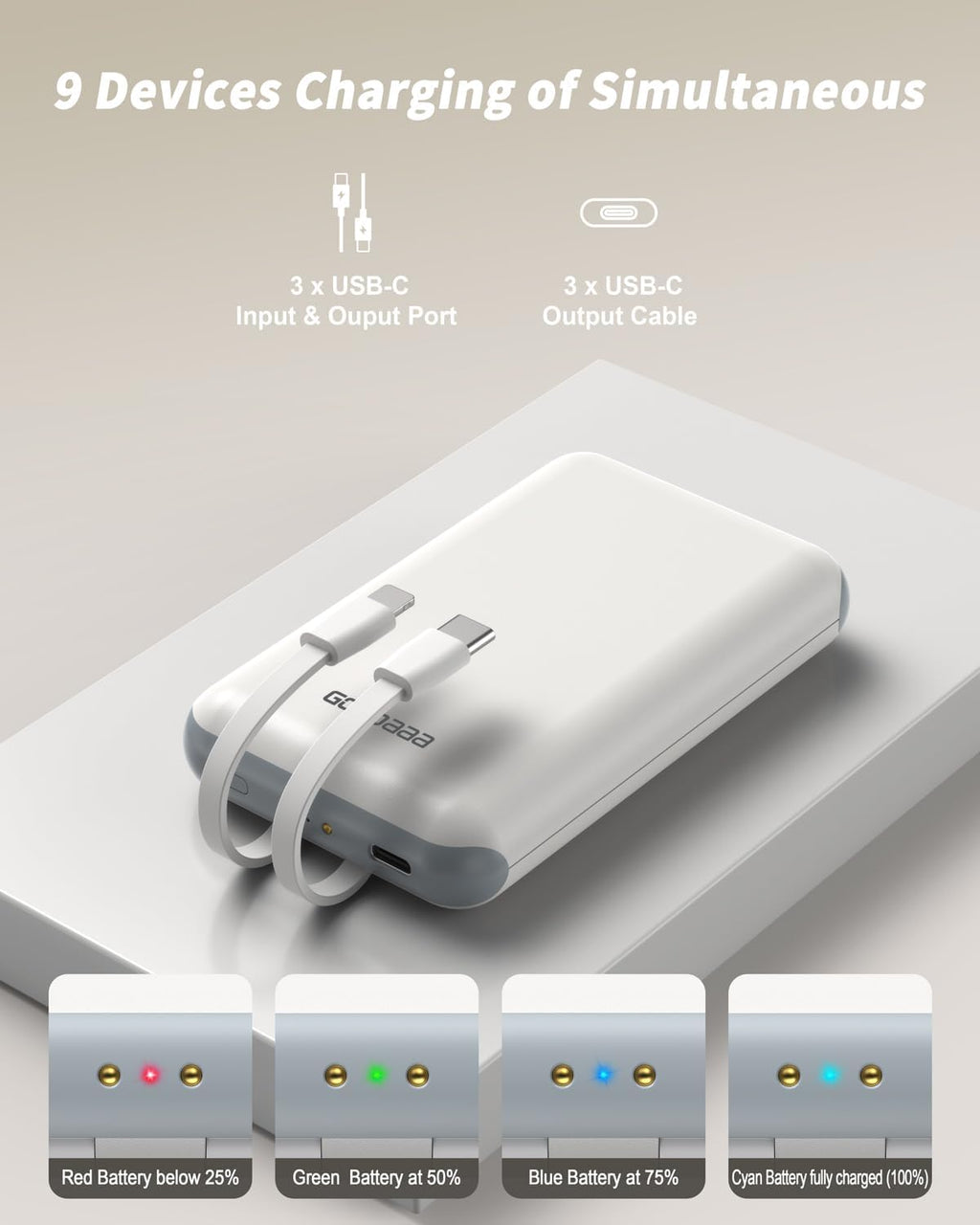 Portable Charger 3-Pack with Charging Dock