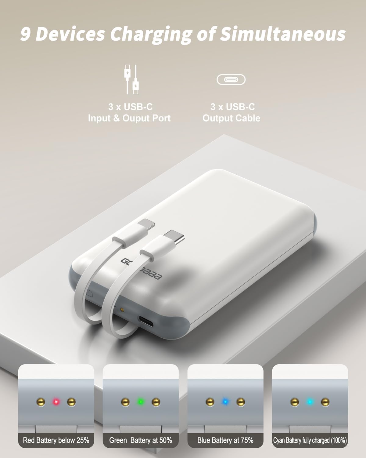 Portable Charger 3-Pack with Charging Dock