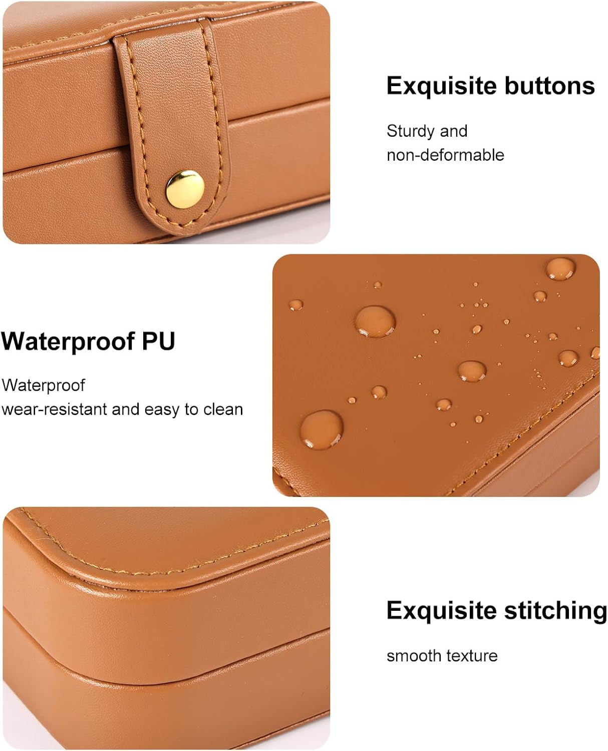 Jewelry Box, Jewelry Organizers and Storage Small Jewelry Boxes for Women Portable Jewelry Organizer Storage Holder Display for Ring Earrings Necklace (Brown)