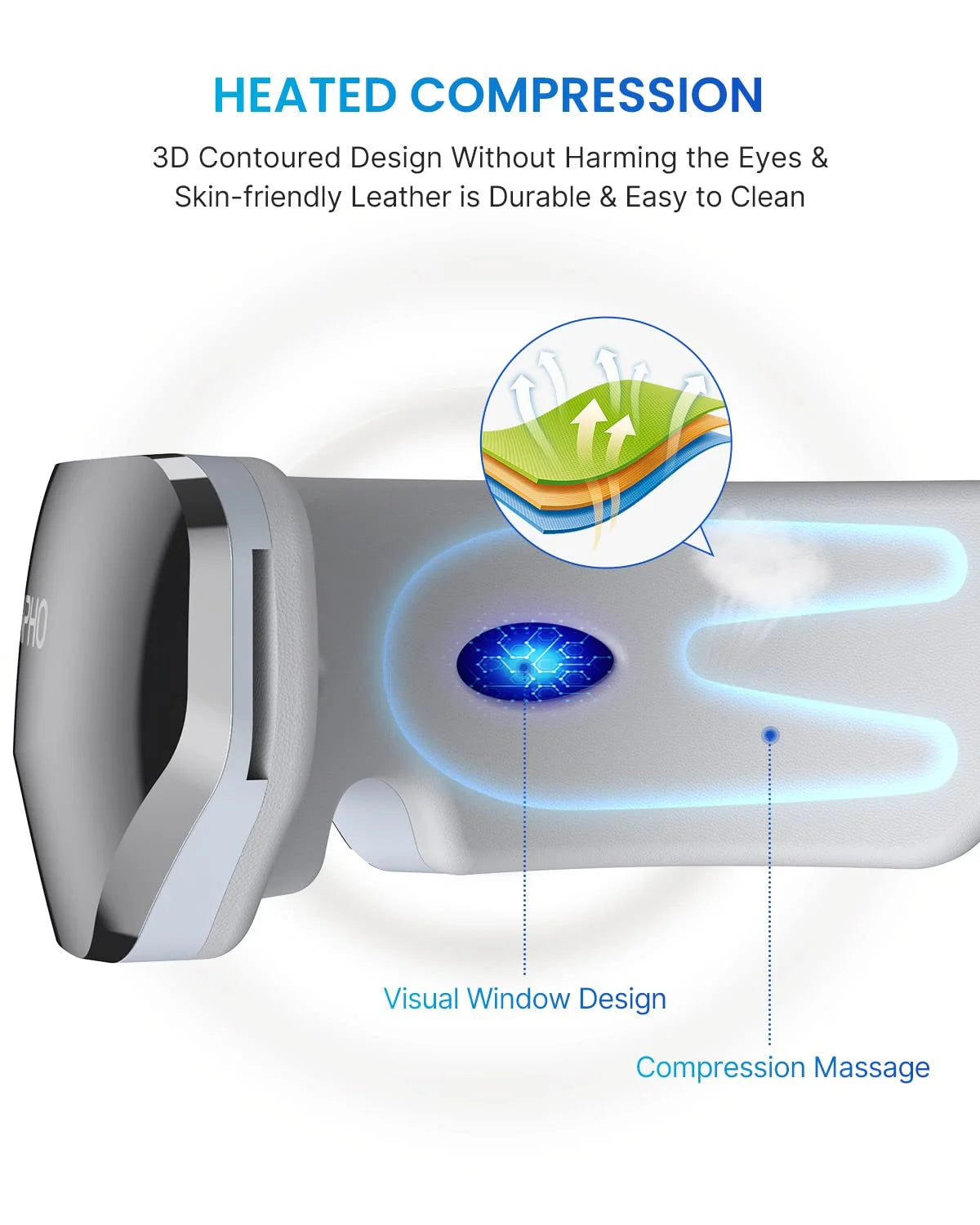 RENPHO Heated Eye Massager Ture View Adaptive Temple Massage for Eye Relax, Improve Eye Blood Circulation