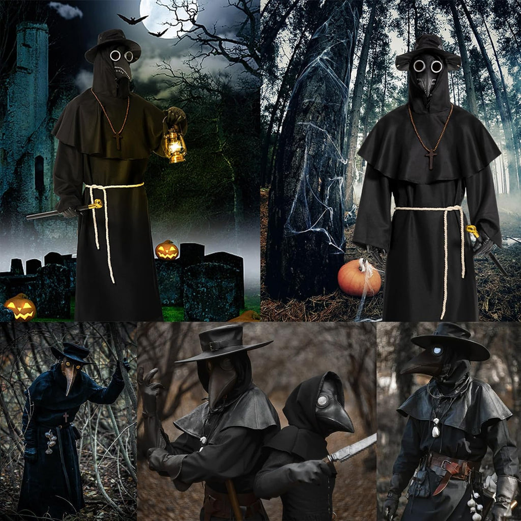 Plague Doctor Costume, Adults Plague Doctor Mask Halloween Costume for Women Men Dress-Up Cosplay Party