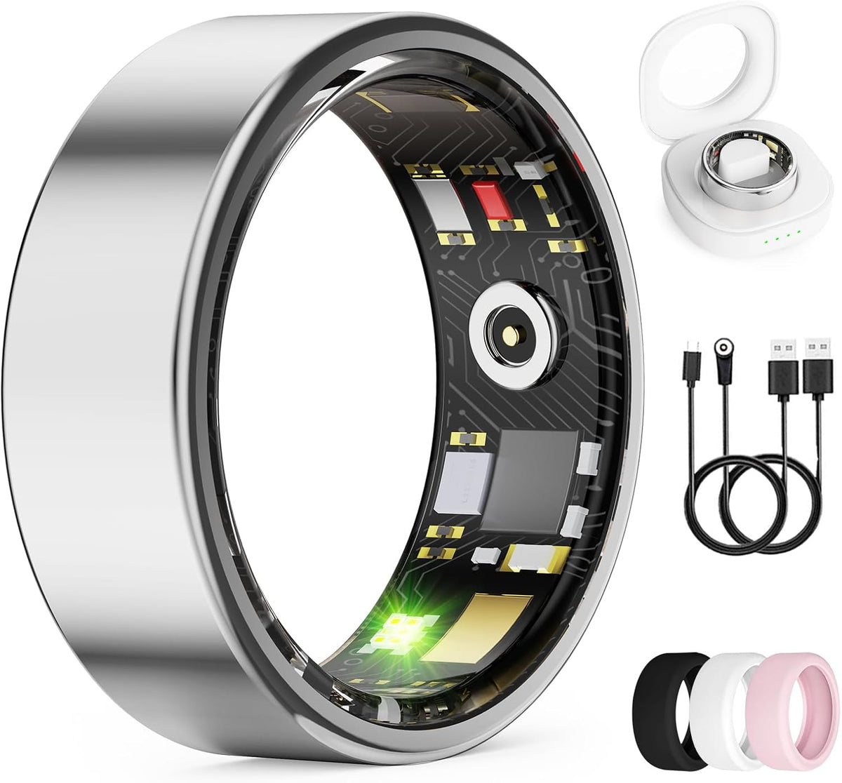 Smart Ring Activity & Sleep Tracker – Silver
