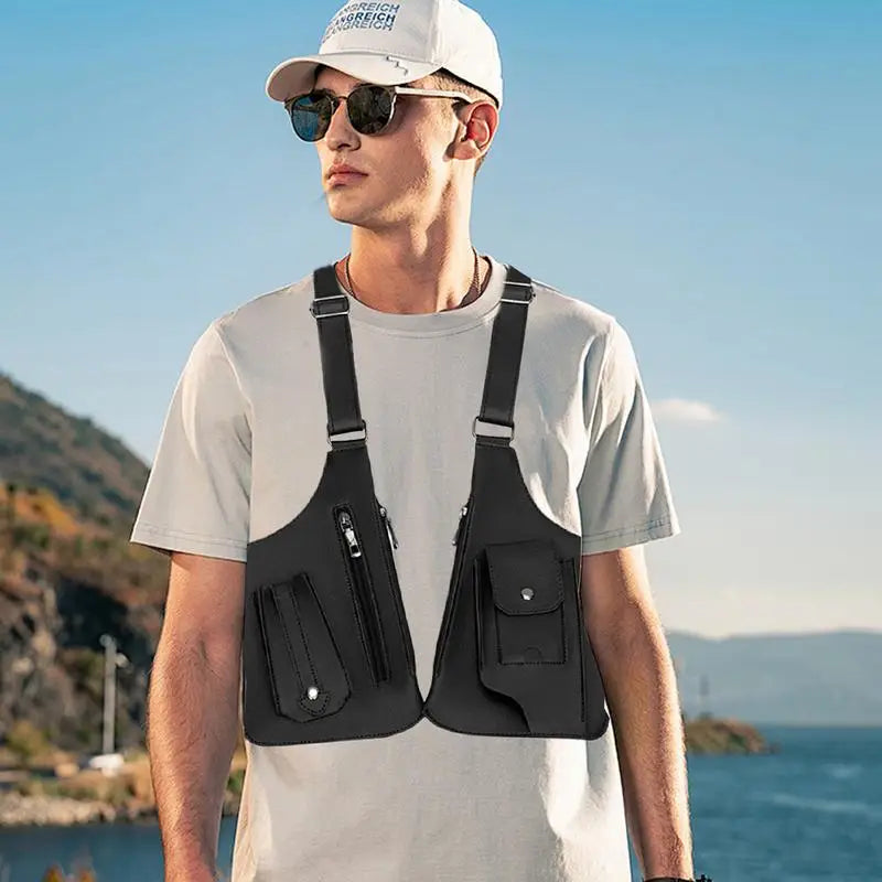 Anti Theft Double Shoulder Underarm Bag PU Leather Shoulder Bag Multi-Pocket Wallet Holster Bag for Mobile Phone Small Goods