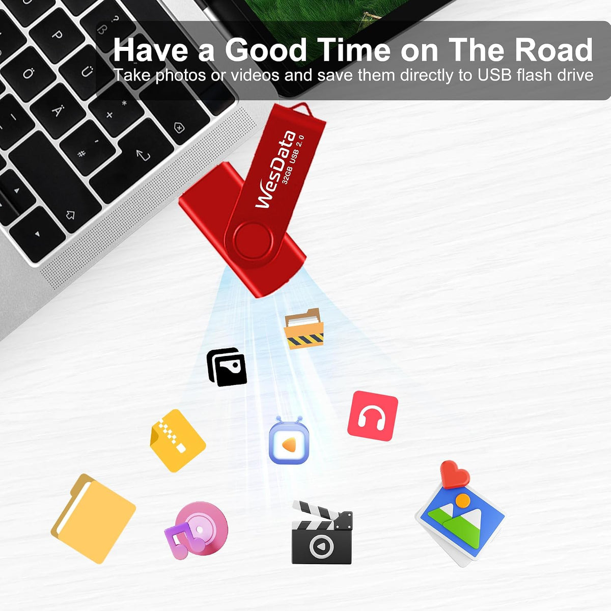 USB Flash Drive 5-Pack with USB-C Adapters