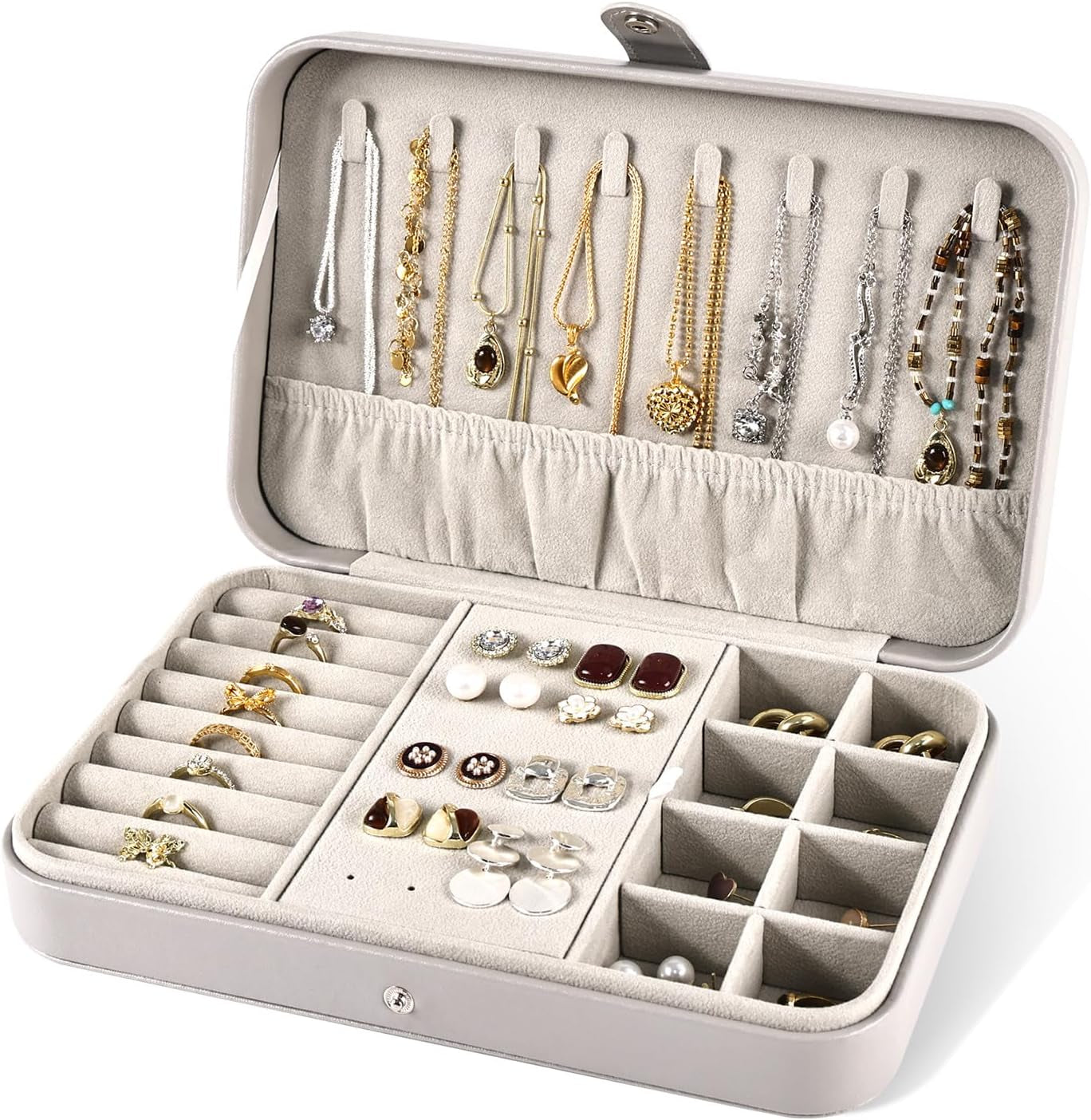 Jewelry Box, Jewelry Organizers and Storage Small Jewelry Boxes for Women Portable Jewelry Organizer Storage Holder Display for Ring Earrings Necklace (Brown)