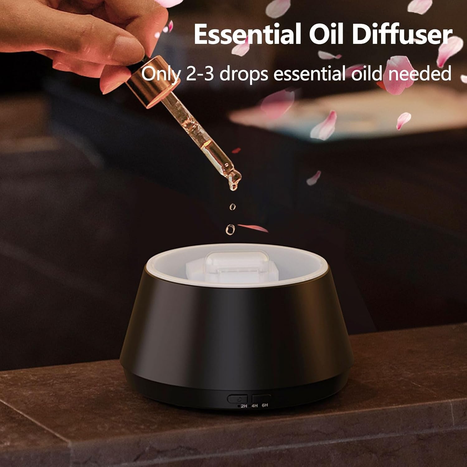 Flame Essential Oil Diffuser, Upgrade 7 Colour Lights Aromatherapy Diffuser, Oil Diffuser, Air Humidifier, Aroma Diffusers for Home, Bedroom, Office, Yoga, Timer & Waterless Auto Off