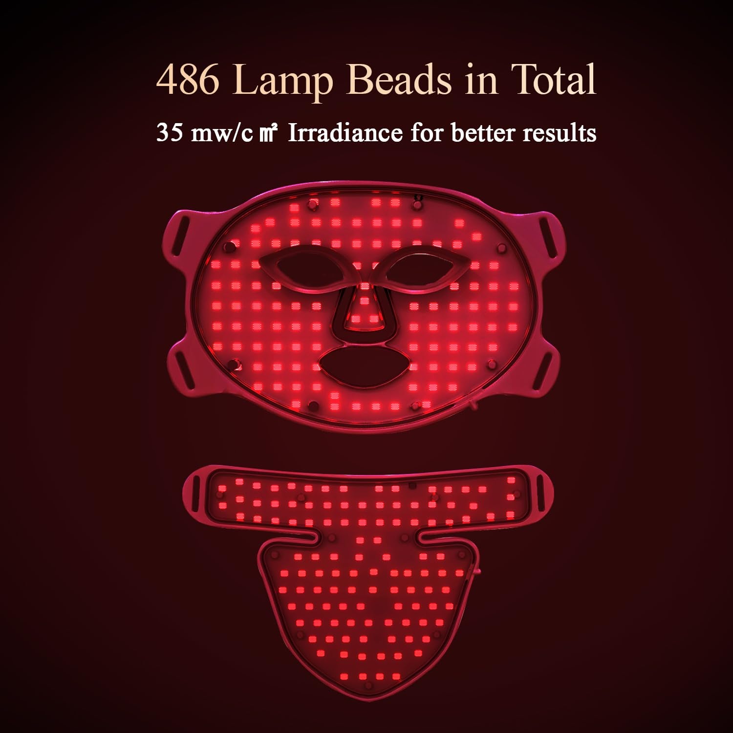Led Red Light Therapy Face & Neck Mask, 7 Colors Led Light Therapy Facial Mask, Infrared Red Light Therapy Mask, Infrared Light Skin Rejuvenation(White)
