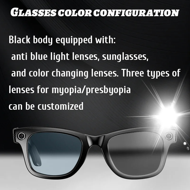 LIGE Smart Camera Glasses Video Recording AI Translation Object Recognition Bluetooth Call Music Sunglasses Photochromic Lenses