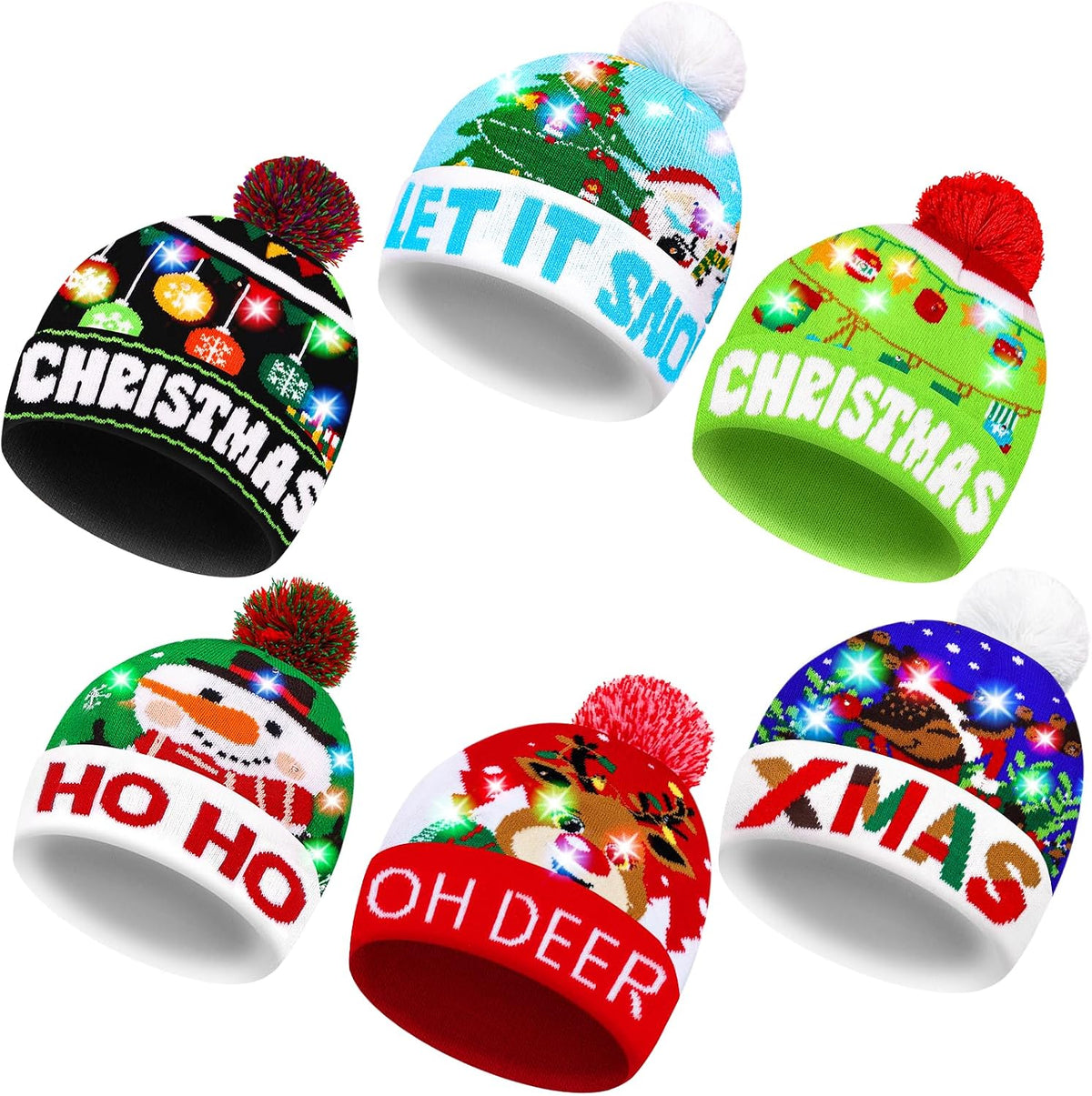 LED Light-Up Christmas Knit Hats