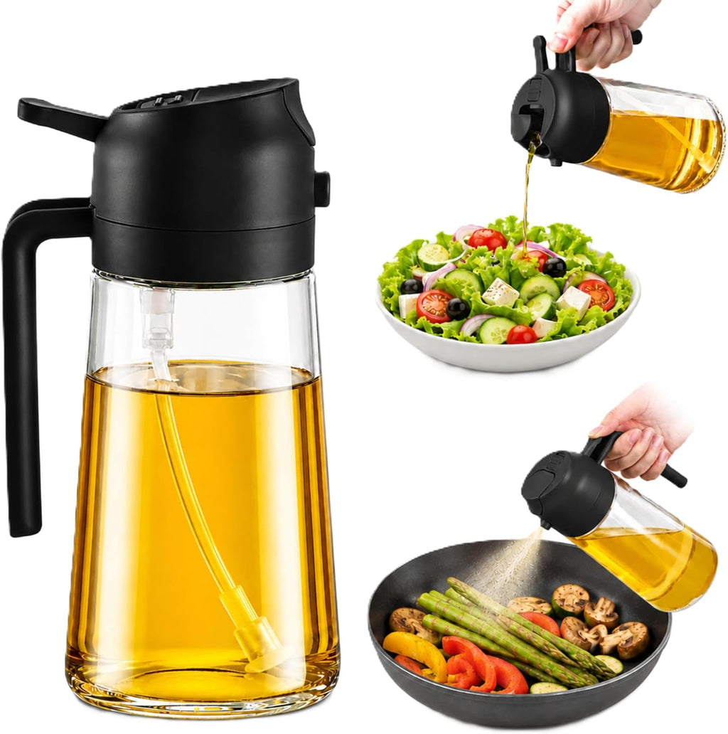 Oil Sprayer for Cooking, 16Oz/470Ml 2-In-1 Glass Olive Oil Dispenser