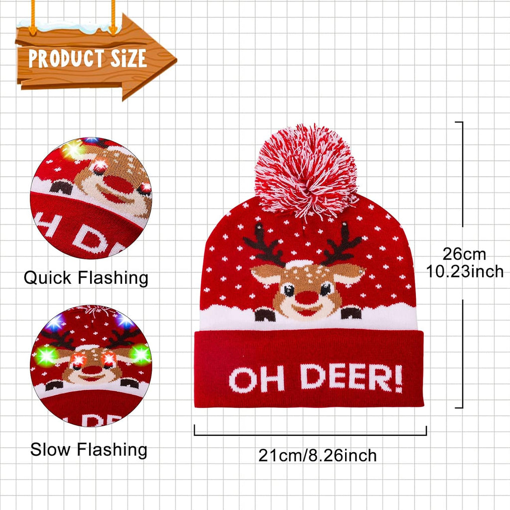 LED Light-Up Christmas Knit Hats