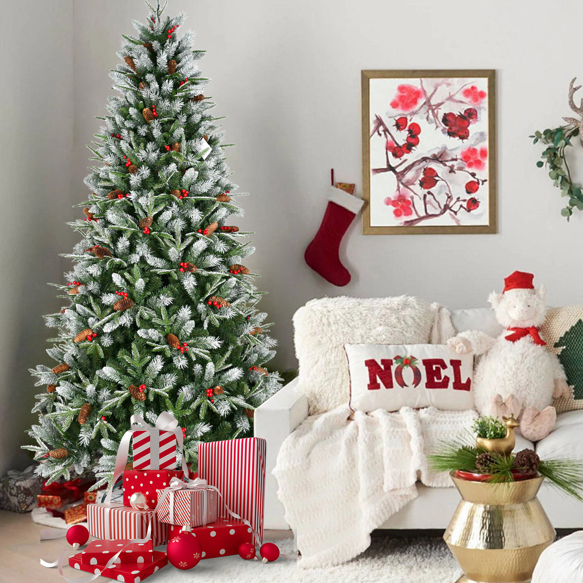 Snow-Dusted Artificial Christmas Tree, 4–7 ft