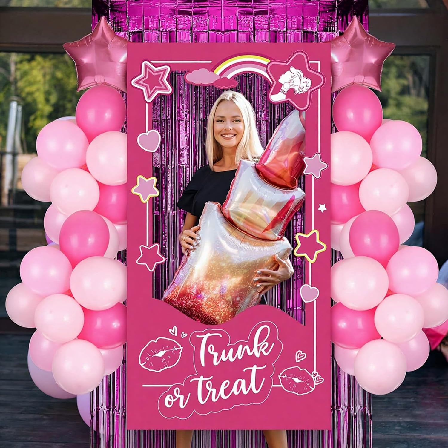 35 Pcs Halloween Trunk or Treat Car Decor Kit Hot Pink Girls Theme