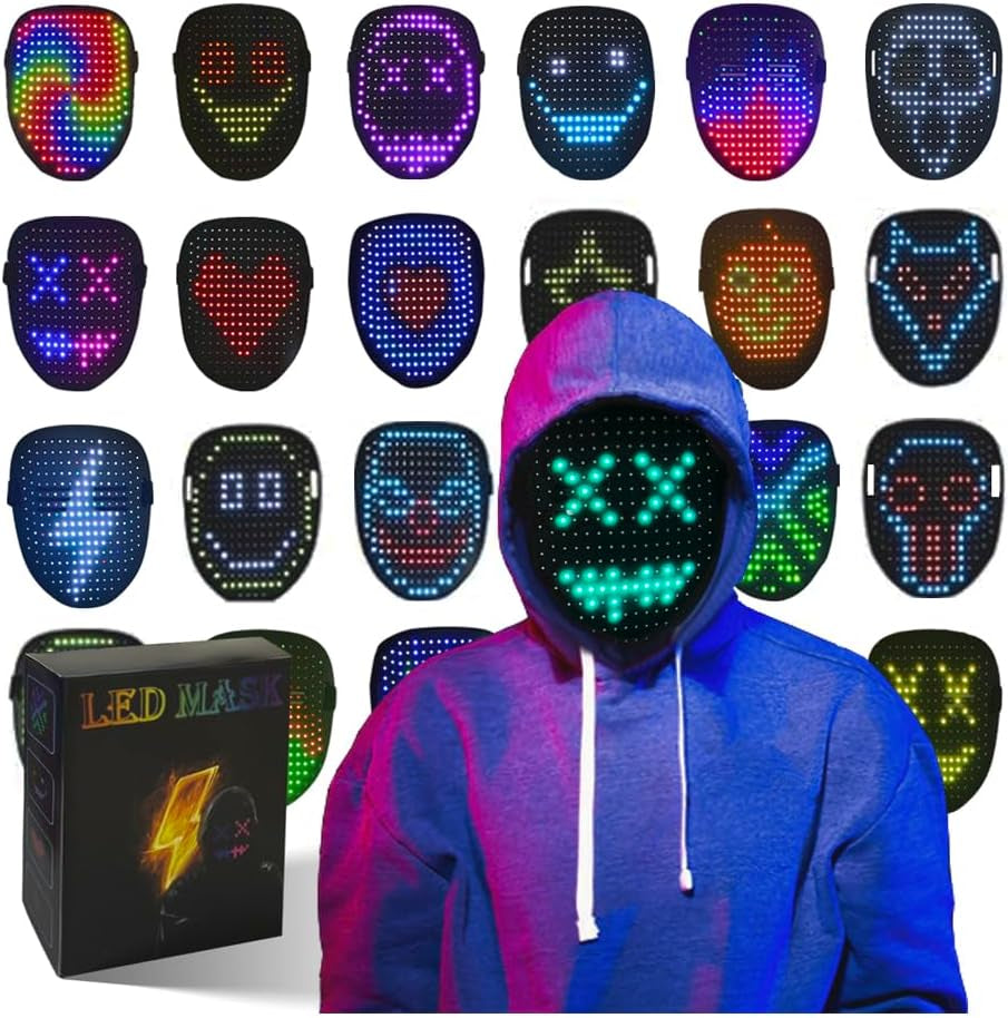 Led Mask with Gesture Sensing LED Lighted Face Mask for Costume Cosplay Party Masquerade Halloween