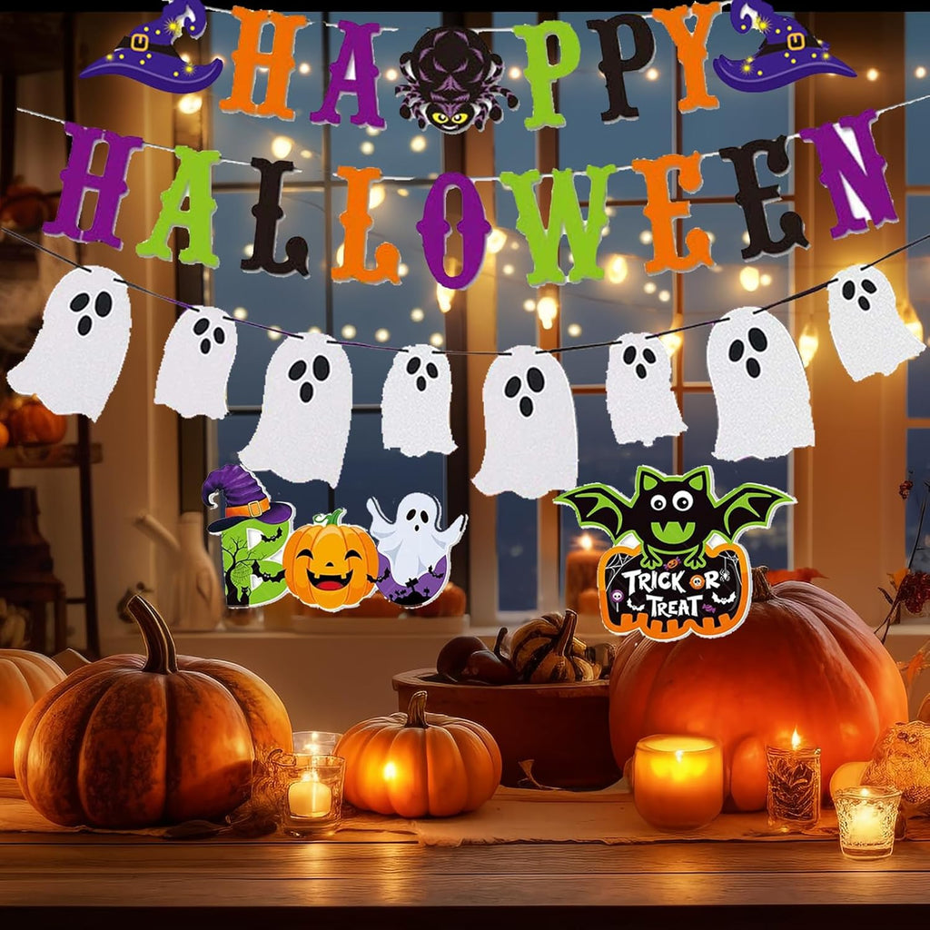 100+ Piece Halloween Decorations Set - All-In-One Kit Halloween Decor with Banner, Hanging Bats, Spider Web Decoration, Balloons, Photo Props & More! Fun for Kids & Family