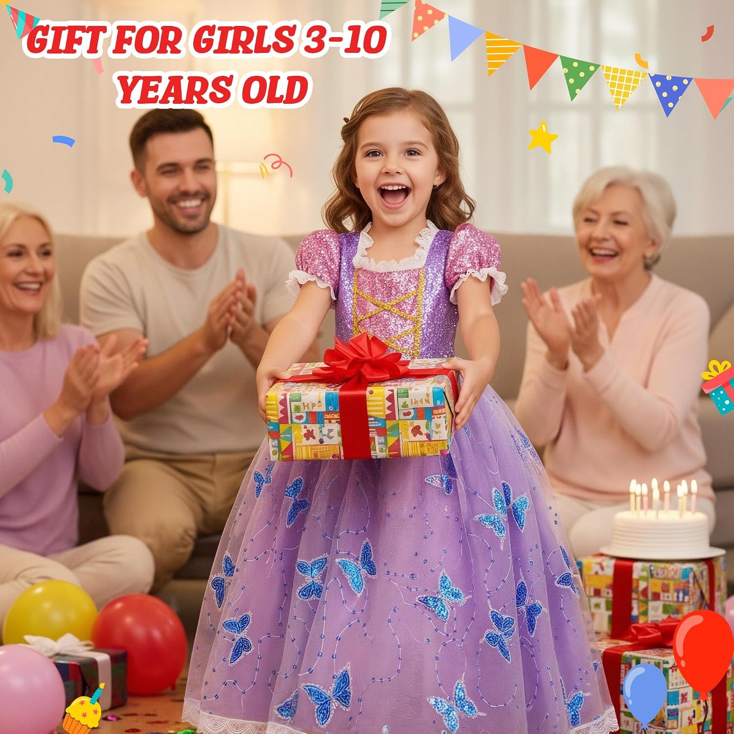 Light up Princess Dress for Girls Ages 3-10, Dress up Toy Gift Set