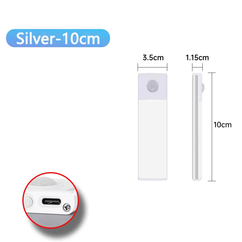 Motion Sensor Night Light USB Rechargeable Wireless Lamp under Cabinet Led Lights for Kitchen Cabinet Bedroom Wardrobe Lighting
