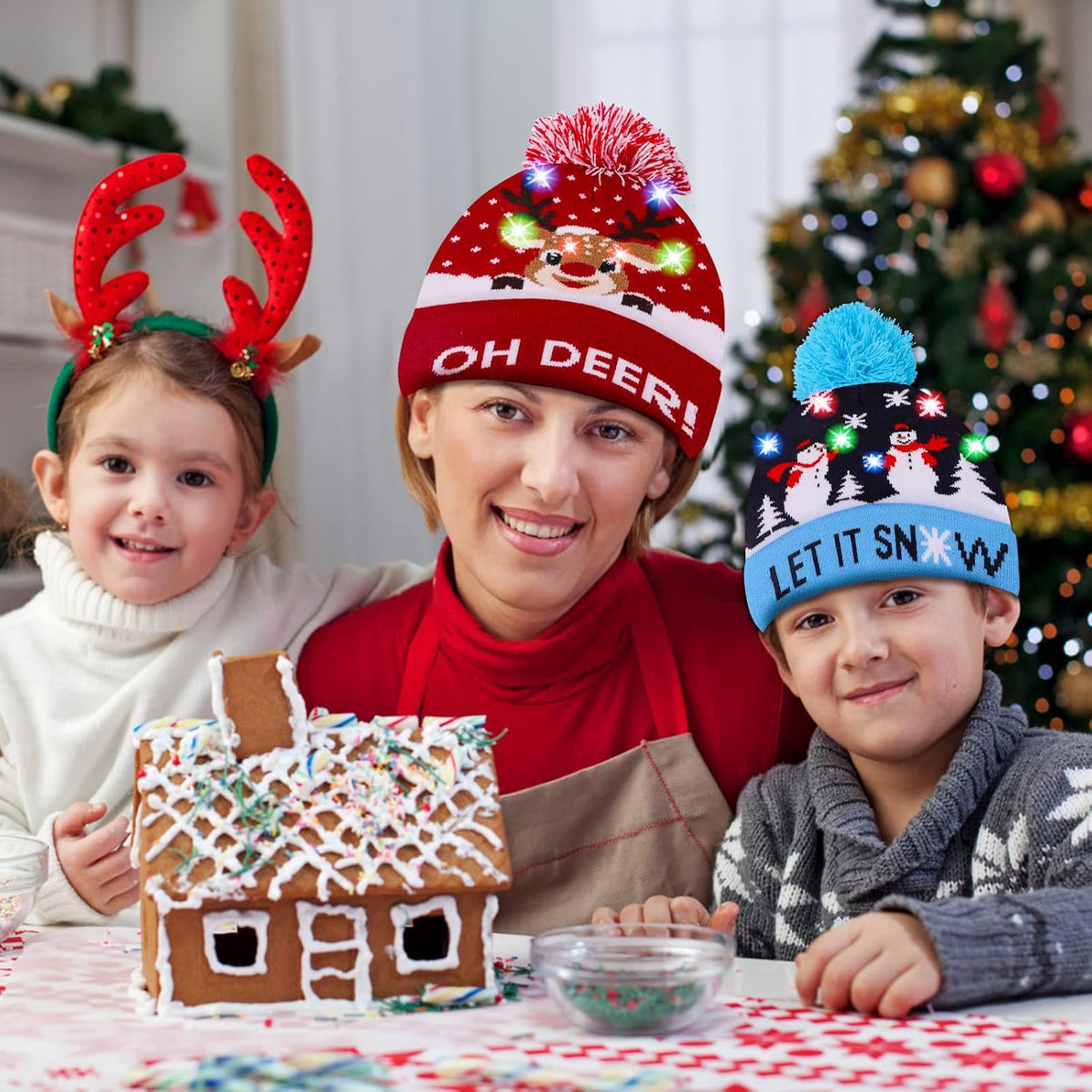LED Light-Up Christmas Knit Hats