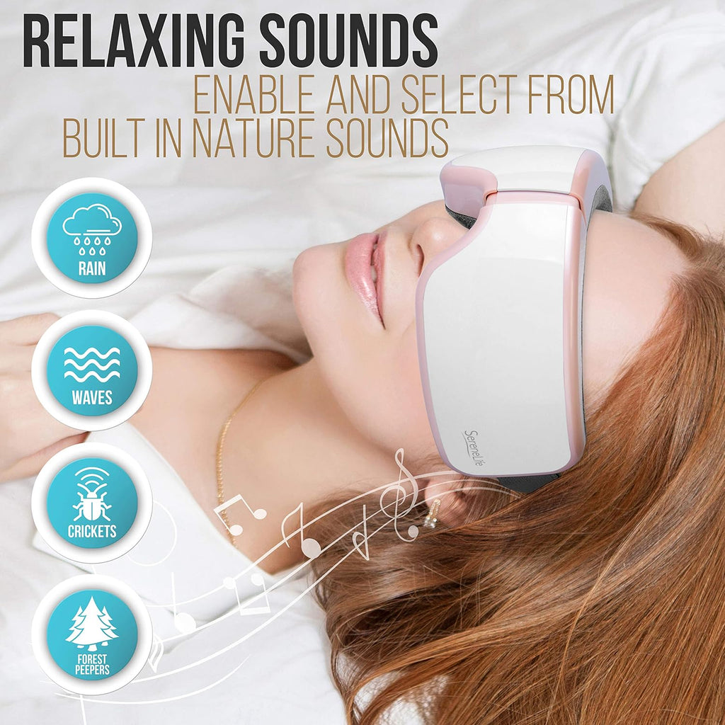 Experience Ultimate Relaxation with the Smart Eye Massager - Heat, Compression, Vibration & Music for Stress Relief (Pink V2 Soft Fit)