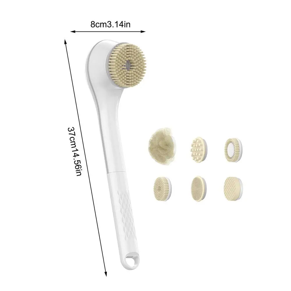 Electric Shower Brush Back Body Scrubber Facial Cleansing Bathing Cleaner Handle Exfoliator Bath Brushes for Showering
