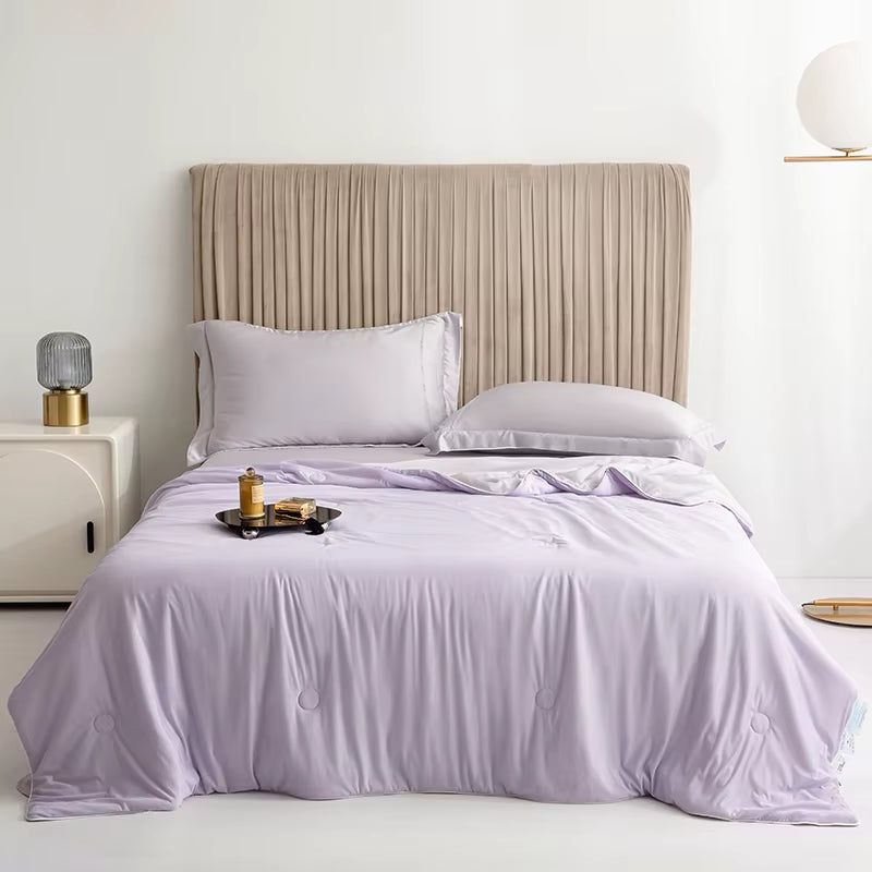 Air Condition Comforter for Summer Pure Color Ice Silk Cooling Blanket Lightweight and Smooth Twin/King Size Cold Quilt