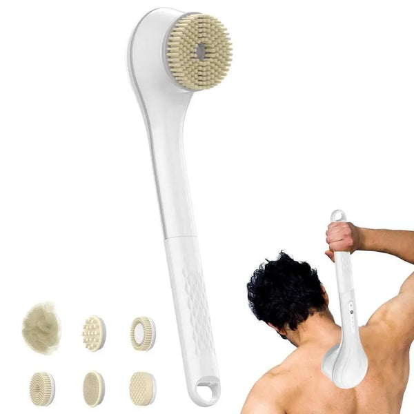 Electric Shower Brush Back Body Scrubber Facial Cleansing Bathing Cleaner Handle Exfoliator Bath Brushes for Showering