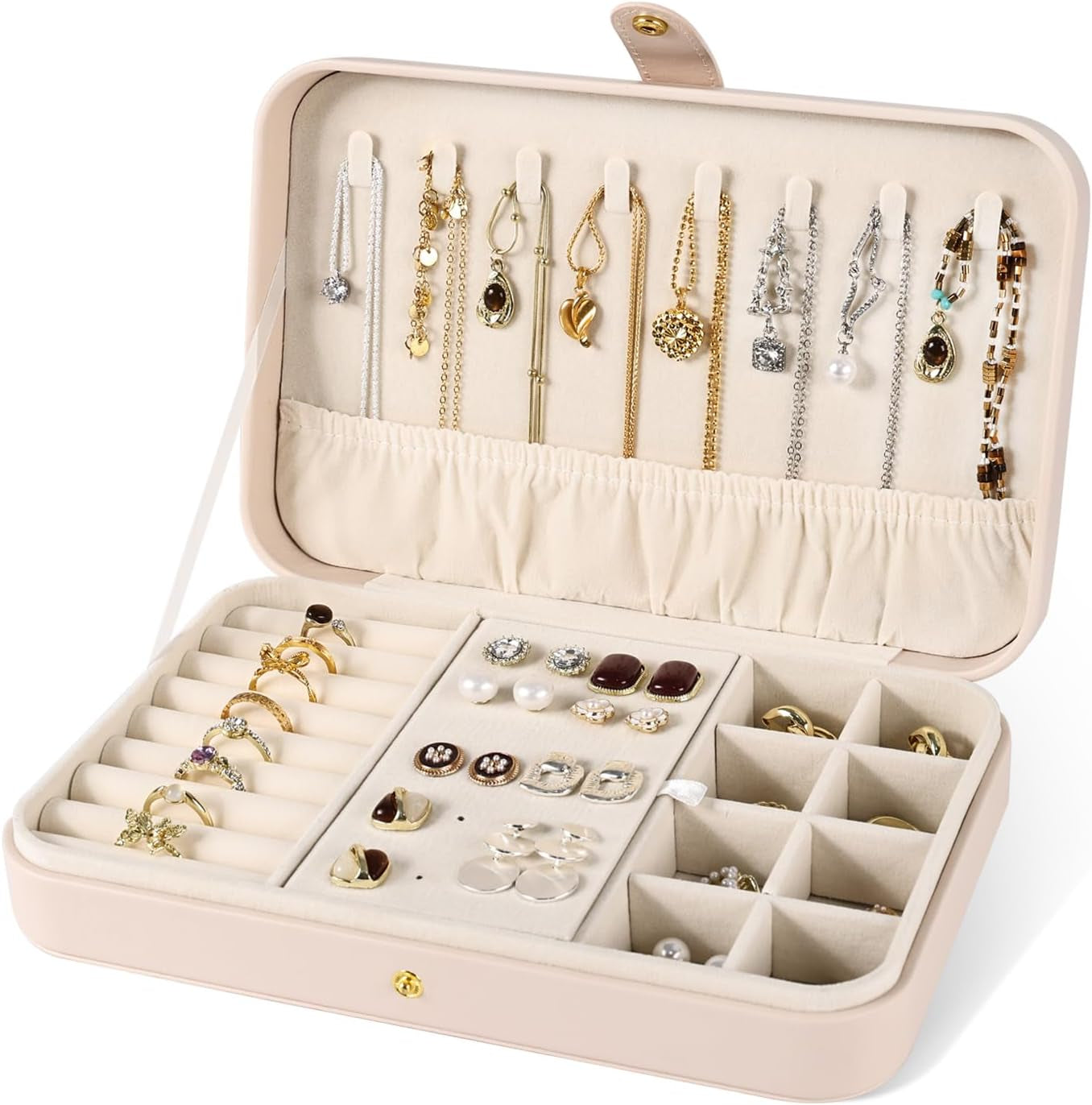 Jewelry Box, Jewelry Organizers and Storage Small Jewelry Boxes for Women Portable Jewelry Organizer Storage Holder Display for Ring Earrings Necklace (Brown)