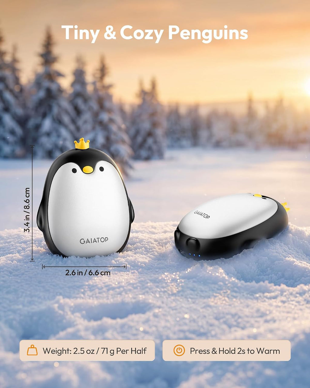 Rechargeable Penguin Hand Warmers 2-Pack