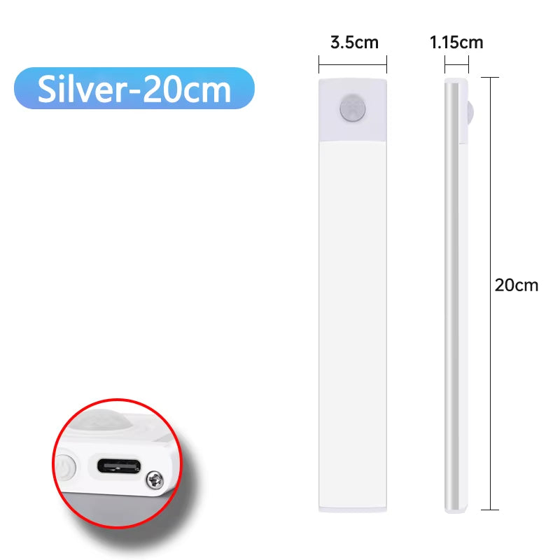 Motion Sensor Night Light USB Rechargeable Wireless Lamp under Cabinet Led Lights for Kitchen Cabinet Bedroom Wardrobe Lighting