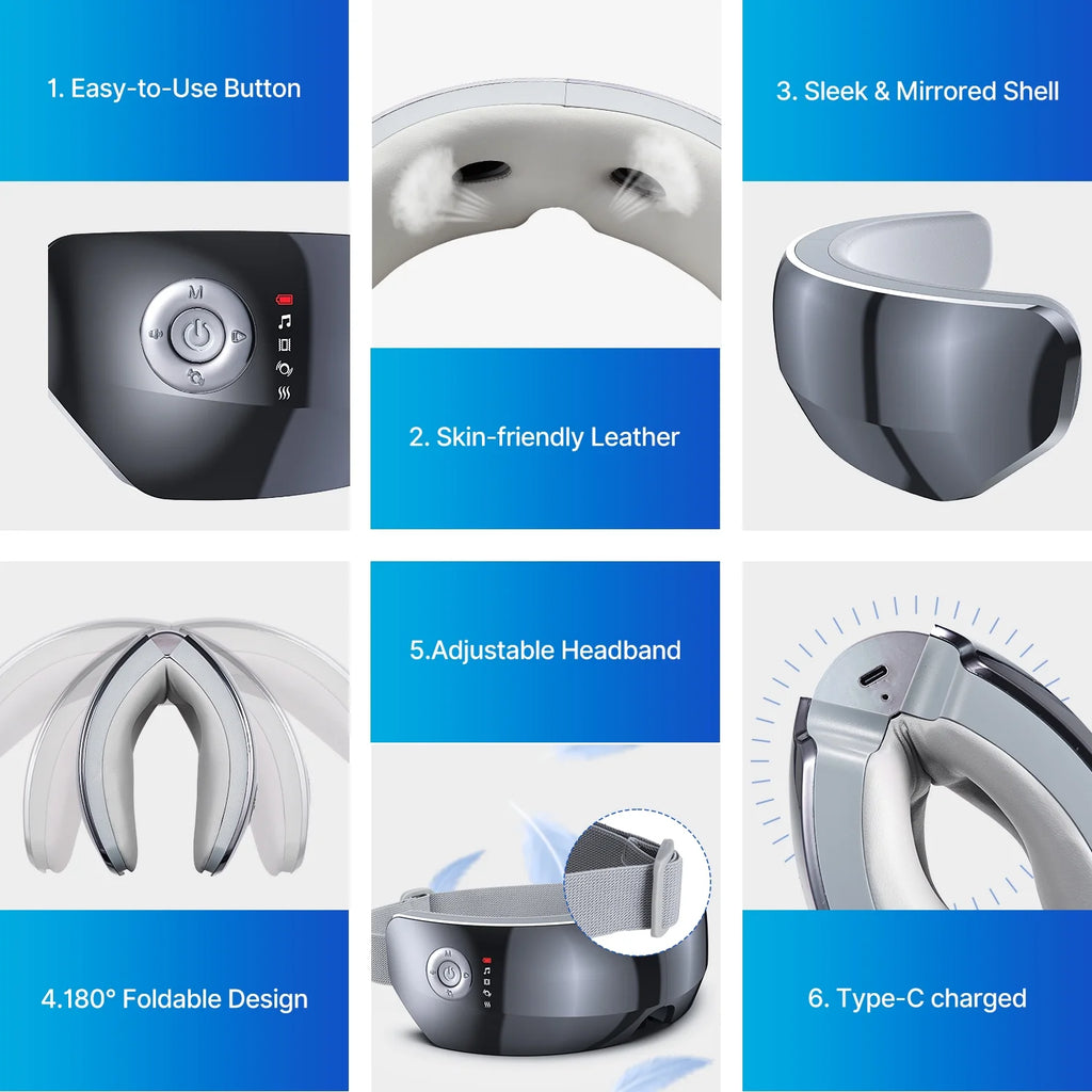 RENPHO Heated Eye Massager Ture View Adaptive Temple Massage for Eye Relax, Improve Eye Blood Circulation